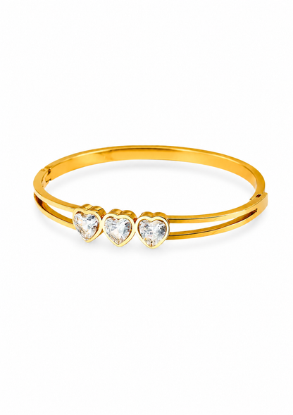 Pulsera tres corazones con cristales acero inoxidable