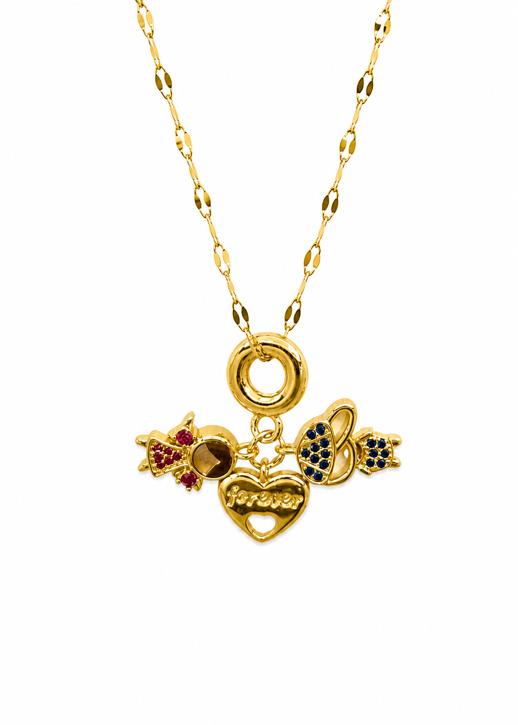 Collar argolla con dijes acero inoxidable