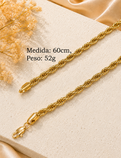 Cadena torsal dorada acero inoxidable