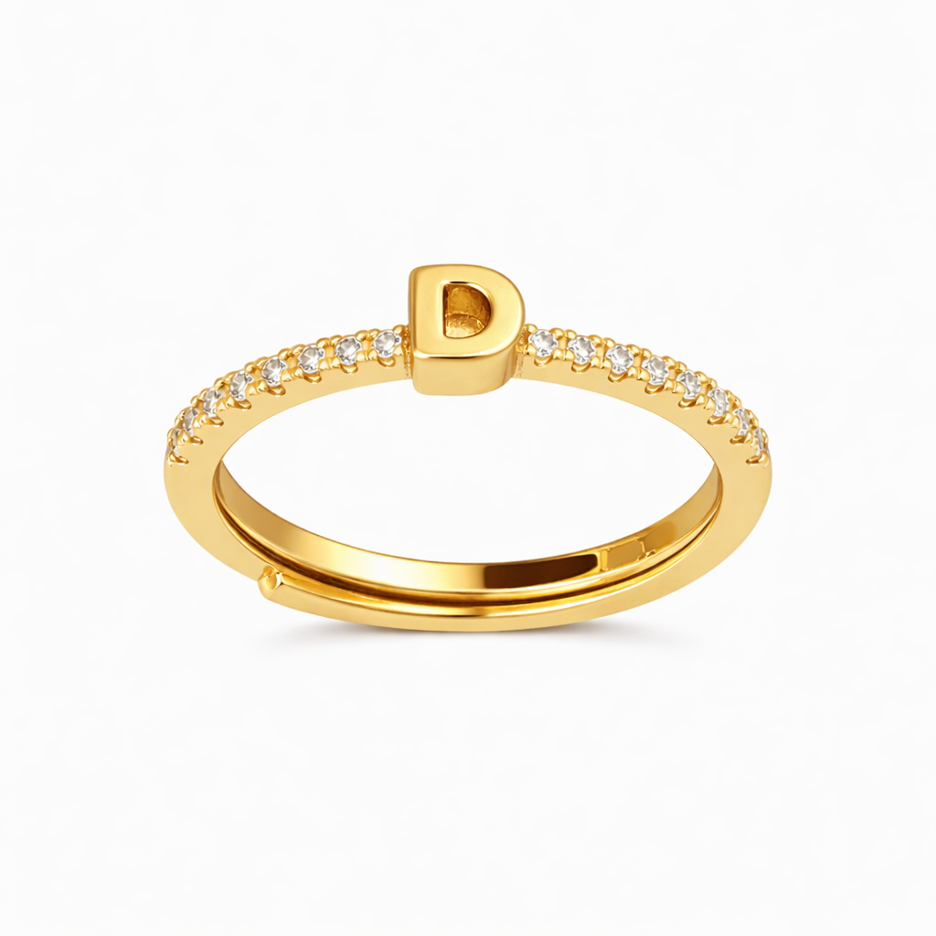 Anillos letras con zirconias chapa de oro