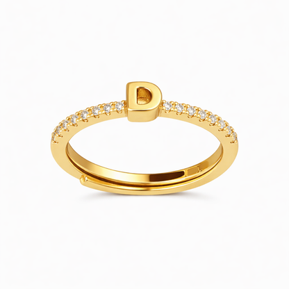 Anillos letras con zirconias chapa de oro