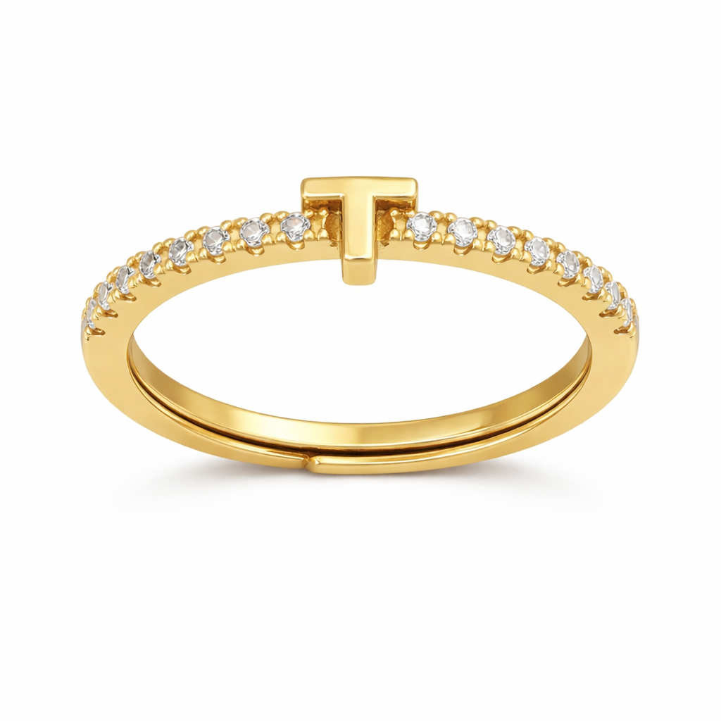 Anillos letras con zirconias chapa de oro