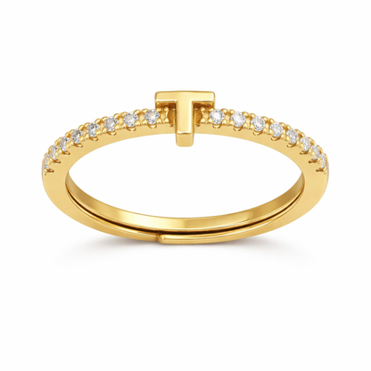Anillos letras con zirconias chapa de oro