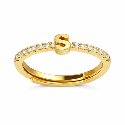 Anillos letras con zirconias chapa de oro