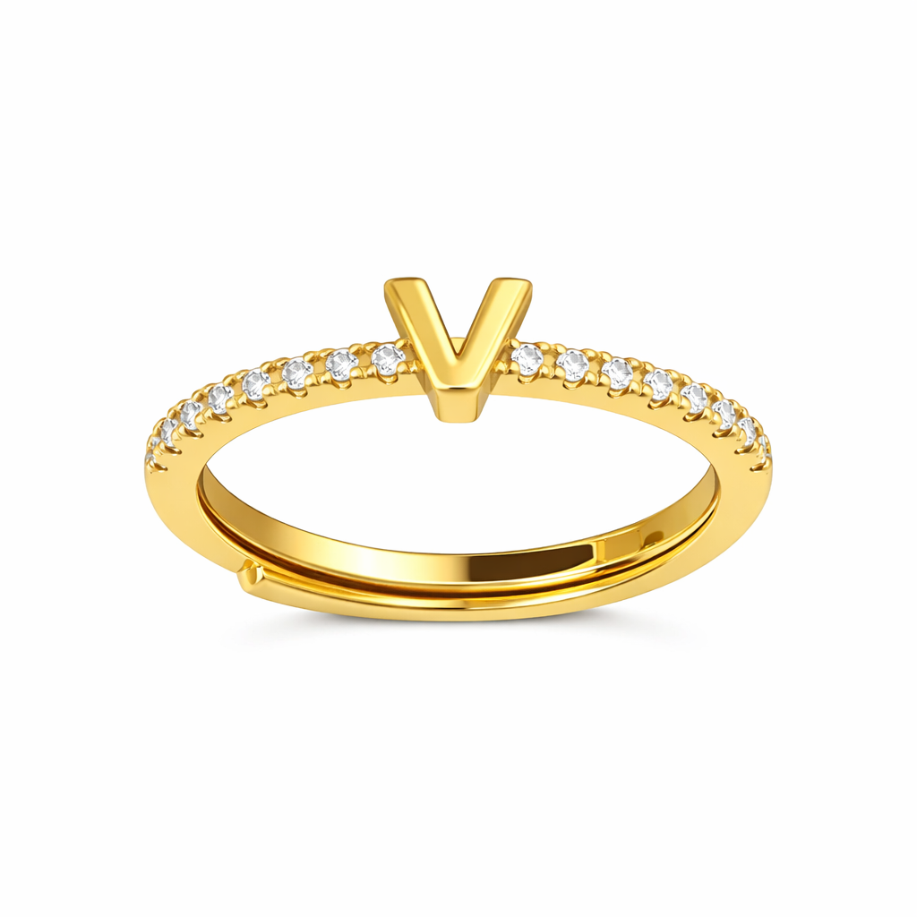 Anillos letras con zirconias chapa de oro