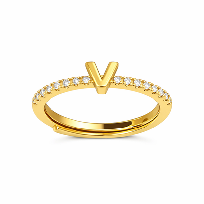 Anillos letras con zirconias chapa de oro
