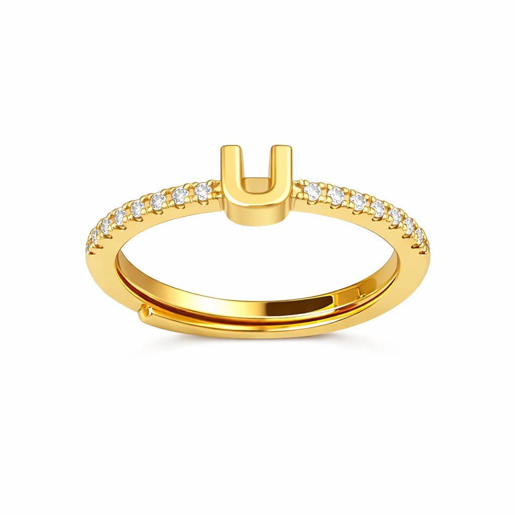 Anillos letras con zirconias chapa de oro