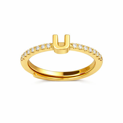Anillos letras con zirconias chapa de oro