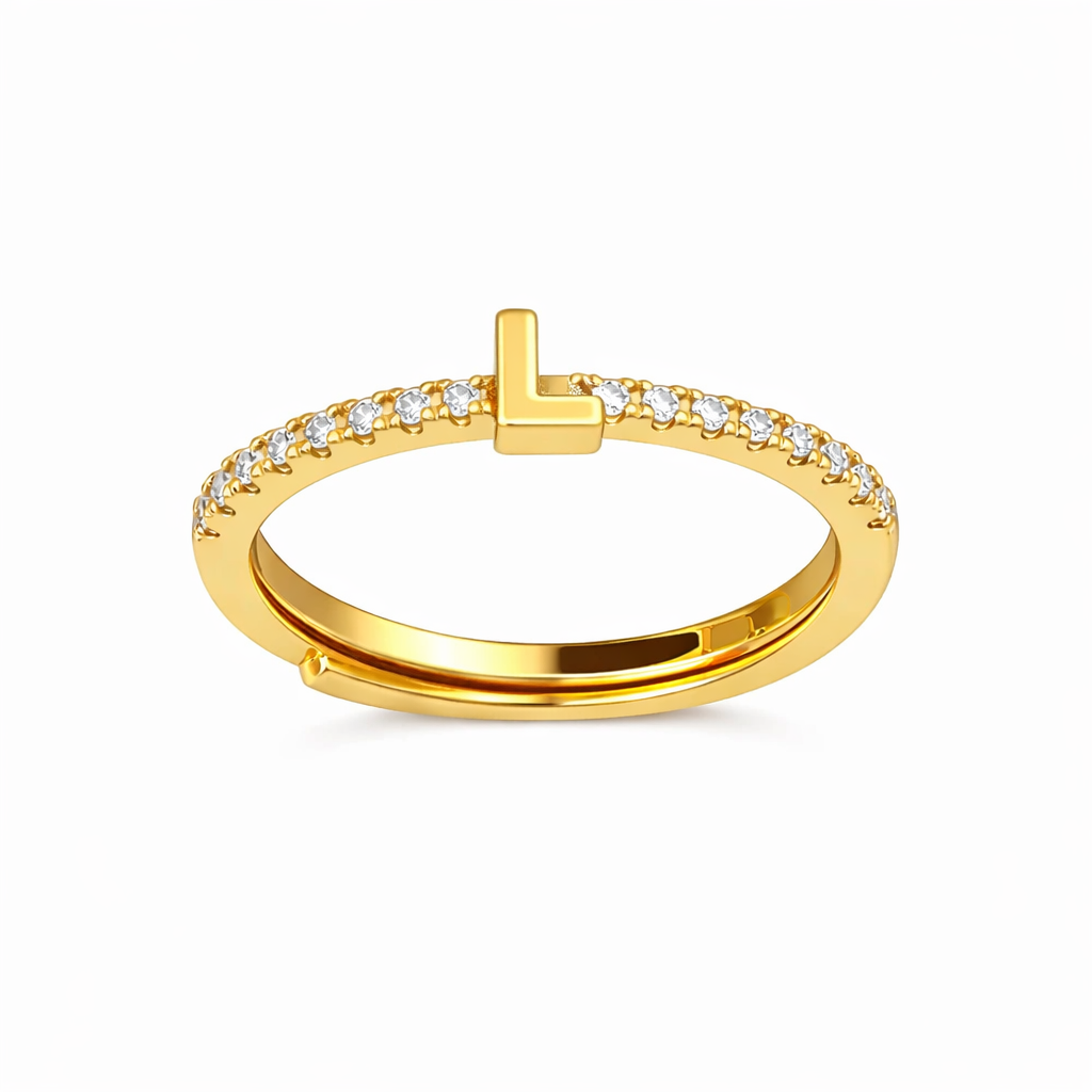 Anillos letras con zirconias chapa de oro
