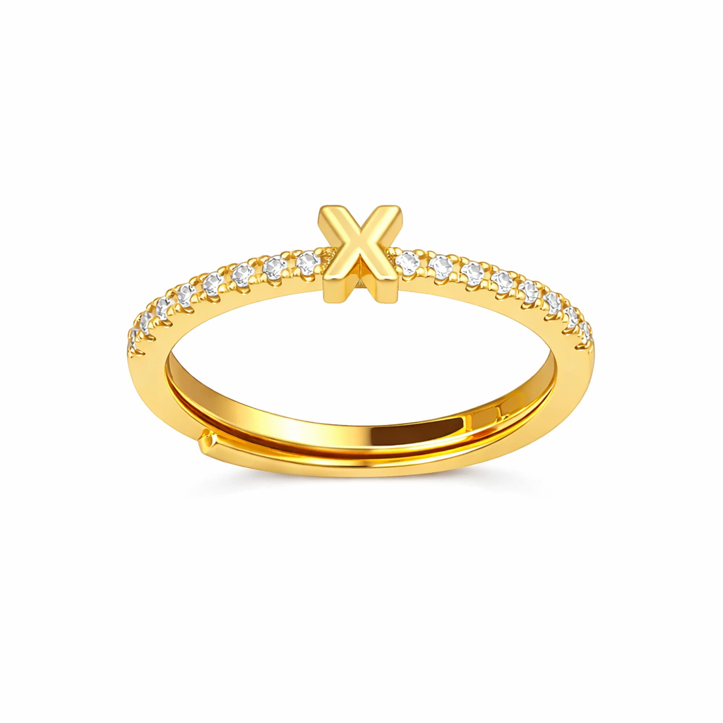 Anillos letras con zirconias chapa de oro