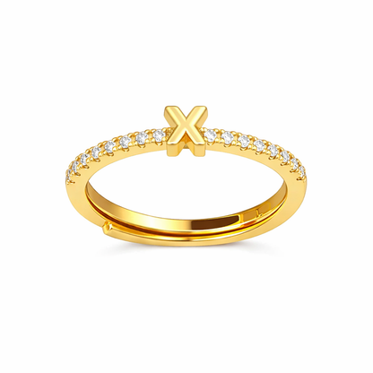 Anillos letras con zirconias chapa de oro