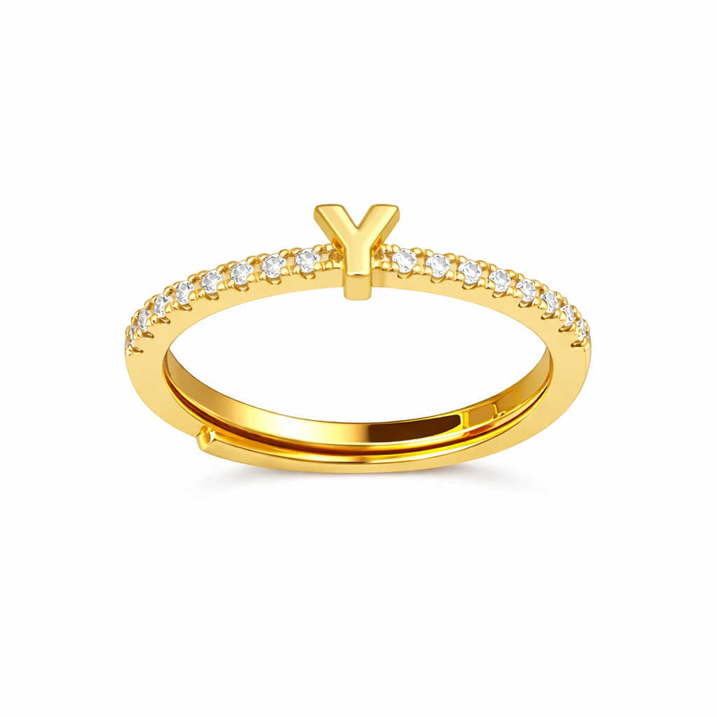 Anillos letras con zirconias chapa de oro