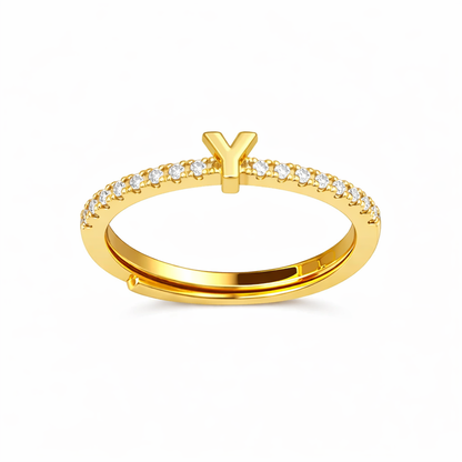 Anillos letras con zirconias chapa de oro