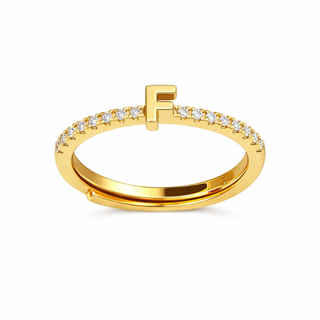 Anillos letras con zirconias chapa de oro