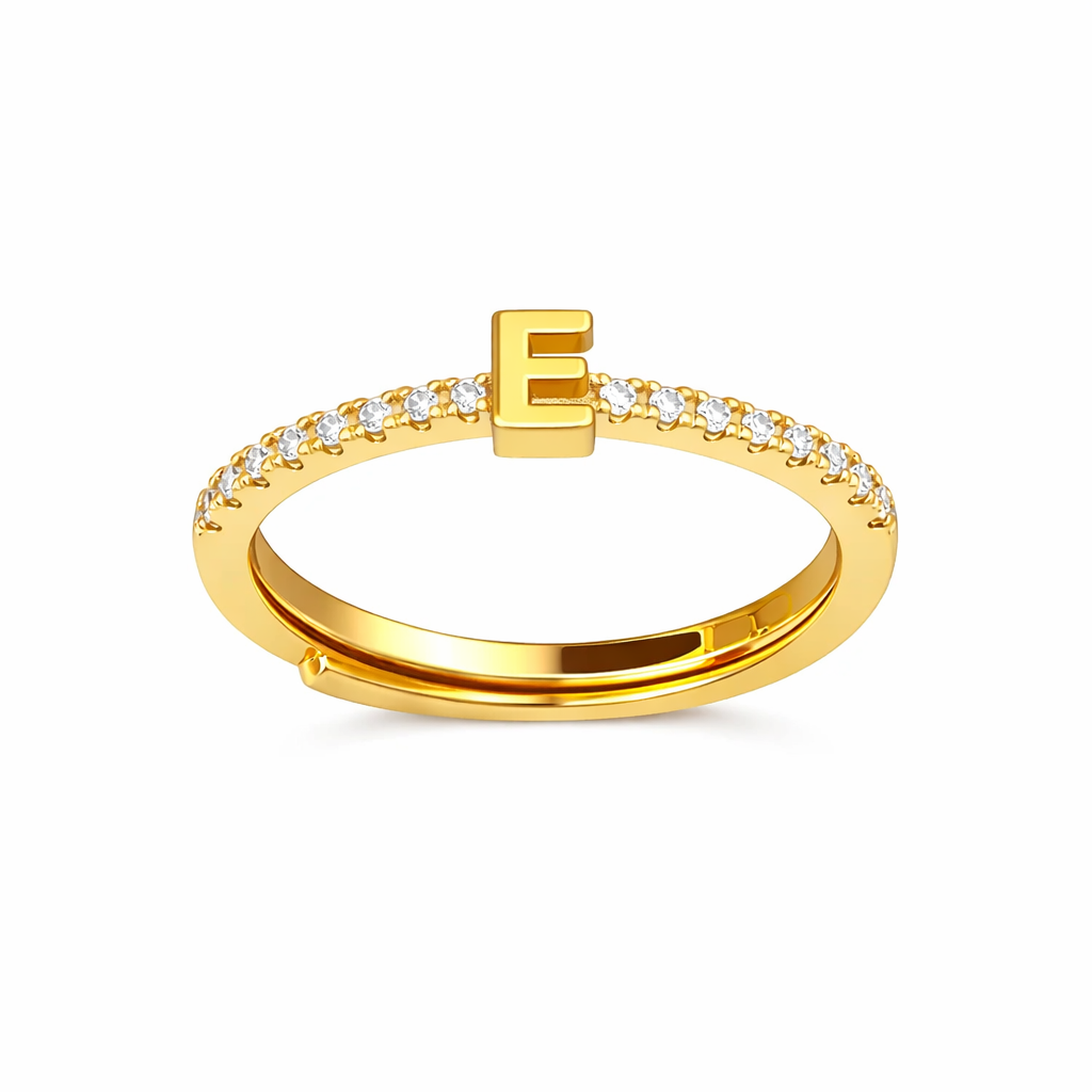 Anillos letras con zirconias chapa de oro