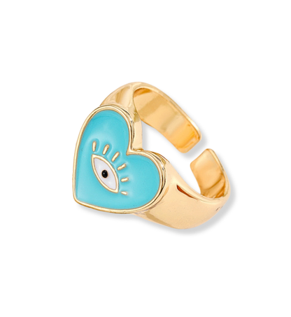 Anillo Corazón Ojo Turco Lila