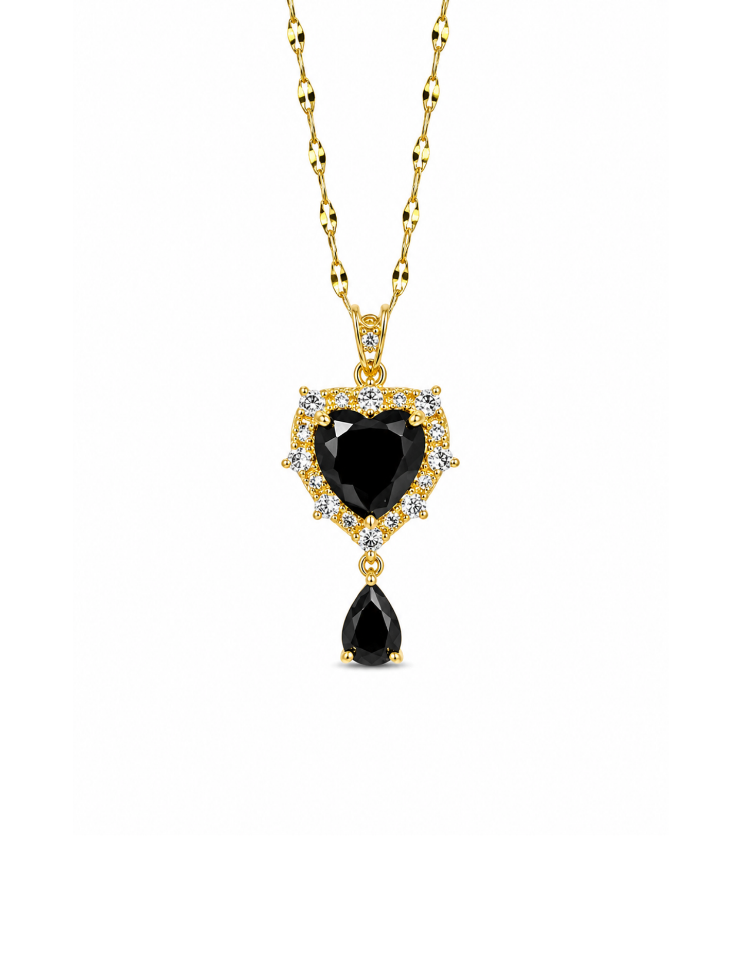 Collar corazón con gota acero inoxidable