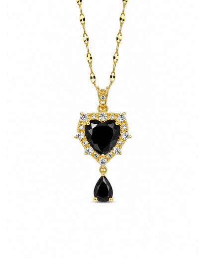 Collar corazón con gota acero inoxidable