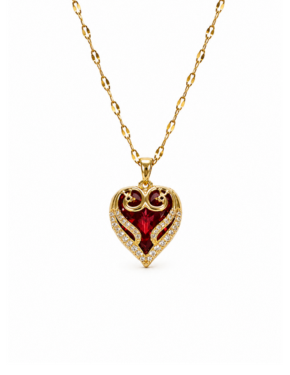 Collar corazón elegante con zirconias acero inoxidable