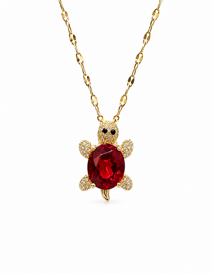 Collar dije tortuga con zirconias acero inoxidable