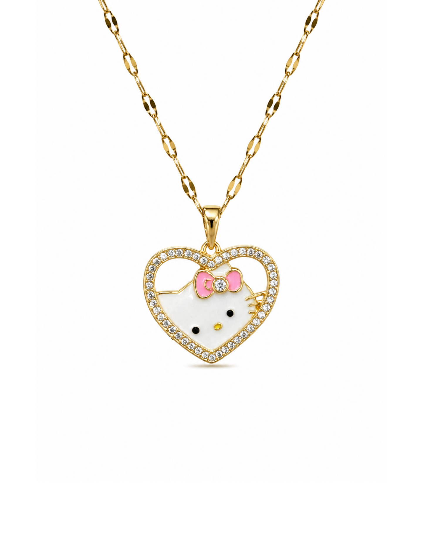Collar corazón hello kitty con zirconias acero inoxidable