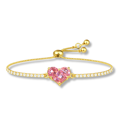 Pulsera Corazón de Circón Chapa de Oro