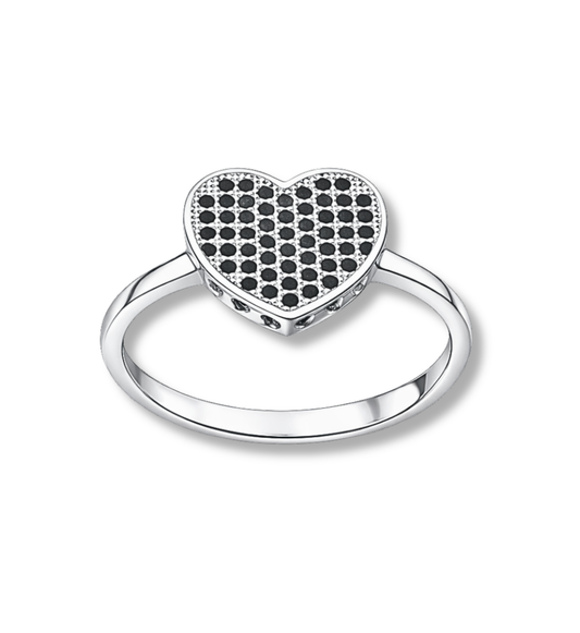 Anillo Plata Corazón Con Cristales