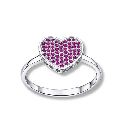 Anillo Plata Corazón Con Cristales