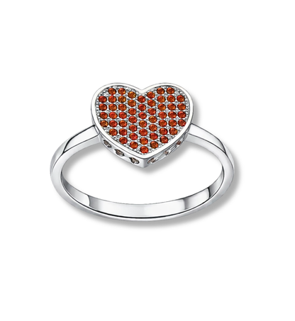 Anillo Plata Corazón Con Cristales