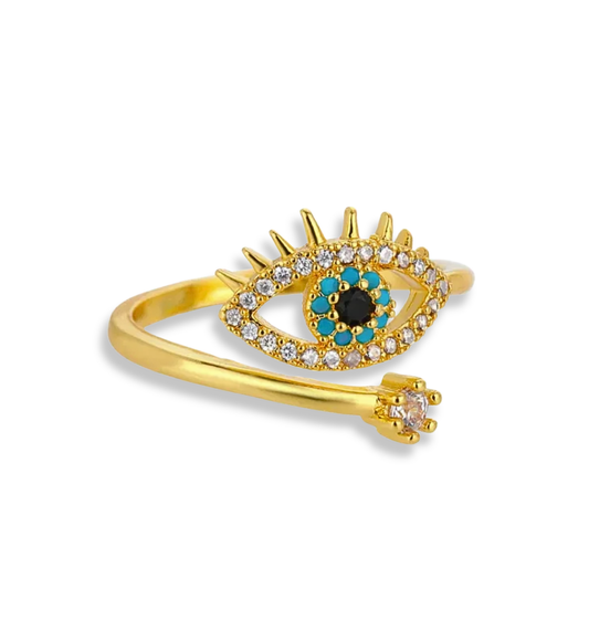 Anillo Ojito Azul Acero Inoxidable