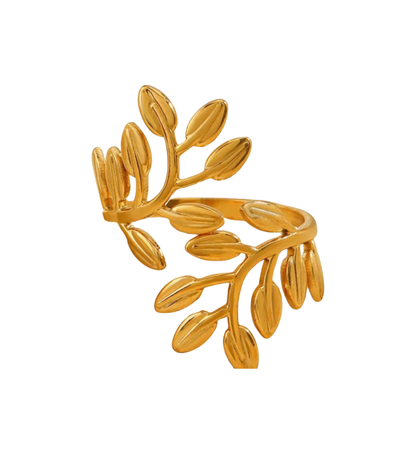 Anillo Hojas Acero Inoxidable