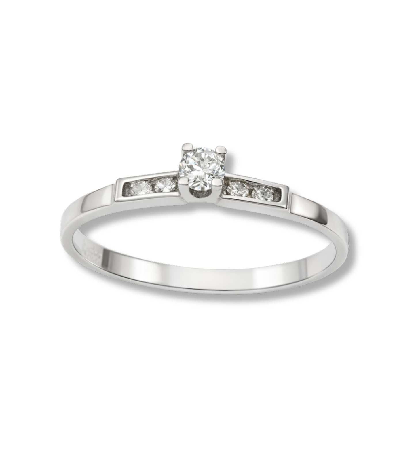 Anillo solitario con canal lateral plata