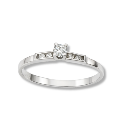 Anillo solitario con canal lateral plata