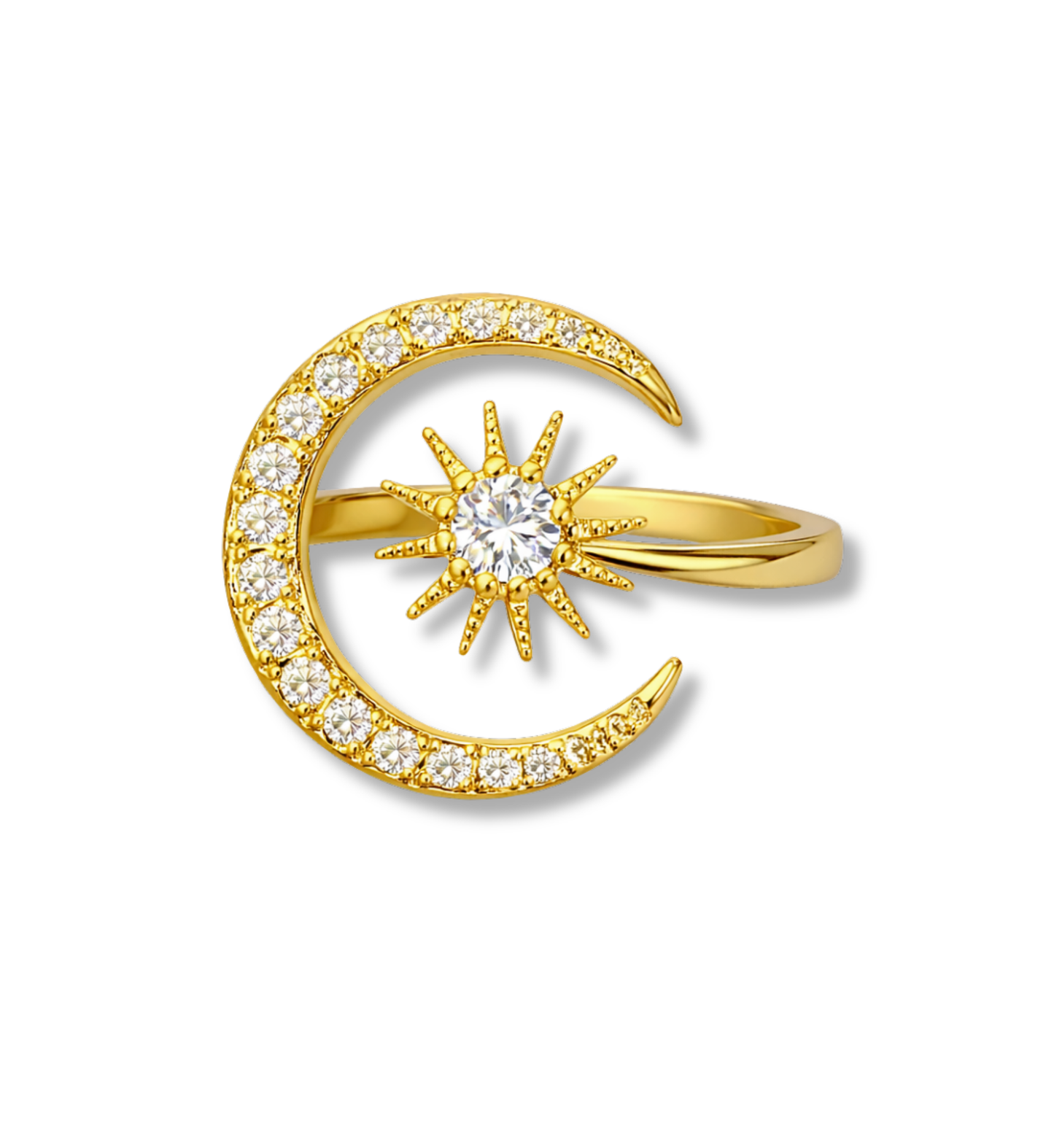 Anillo estrella y sol con cristales ajustable