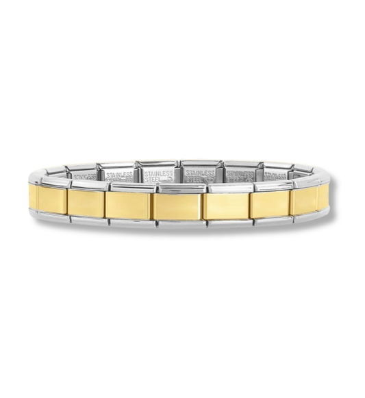 Italian Bracelet Dorada Borde Plateado