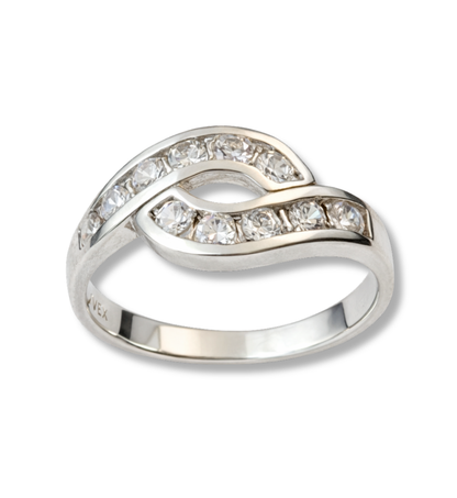 Anillo plata doble banda entrelazada