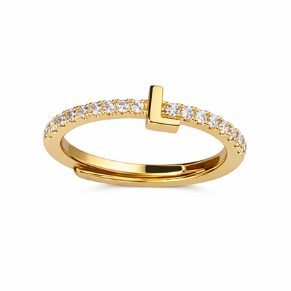 Anillos letras con zirconias chapa de oro