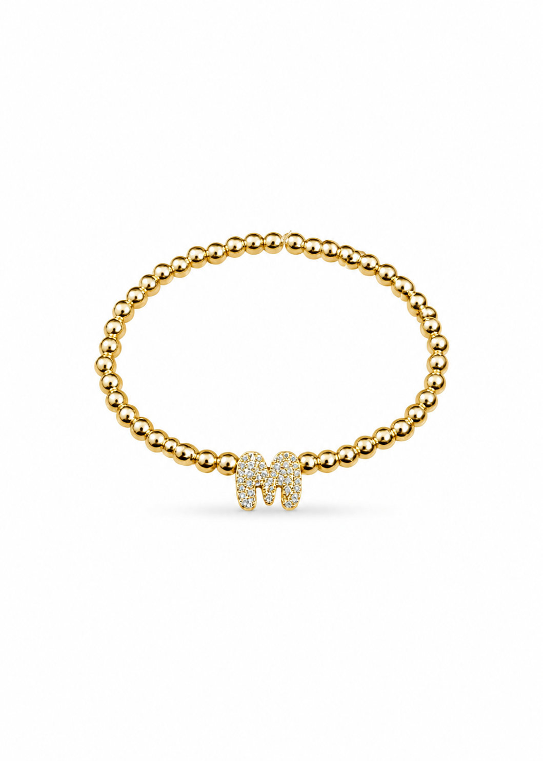 Pulsera elástica inicial con zirconias y hematitas