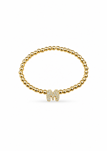 Pulsera elástica inicial con zirconias y hematitas