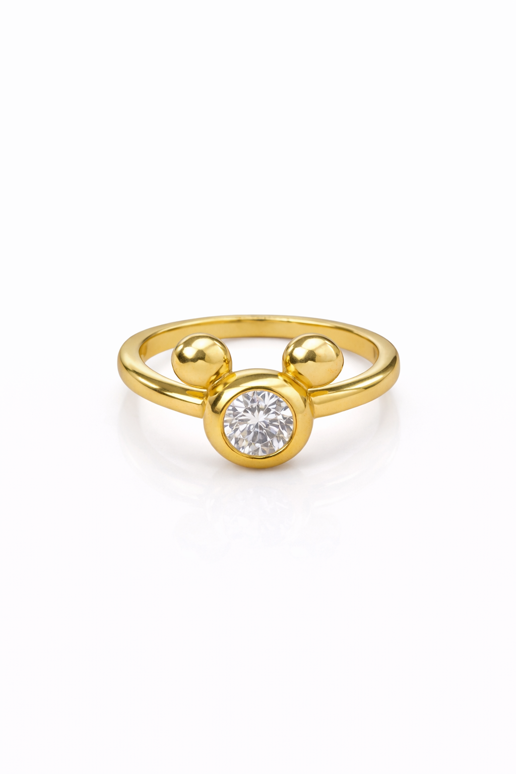 Anillo doble esfera zirconias chapa de oro