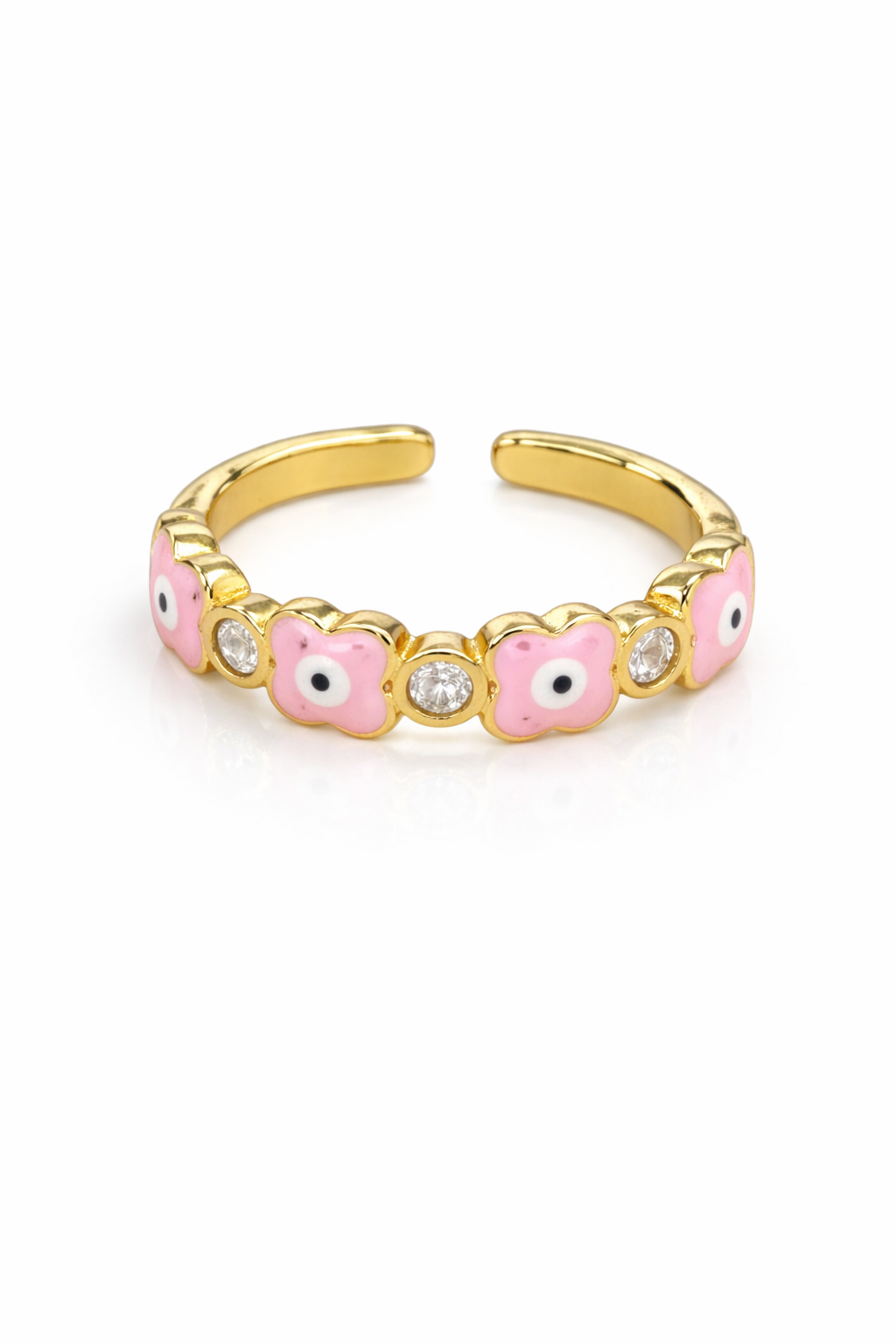 Anillo ojos turcos rosa chapa de oro