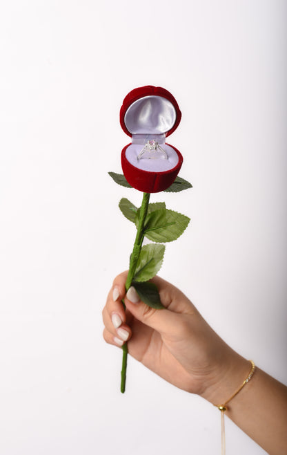 Estuche de anillo de rosa
