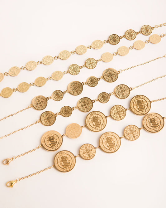 Pulsera con medallas de San Benito acero inoxidable