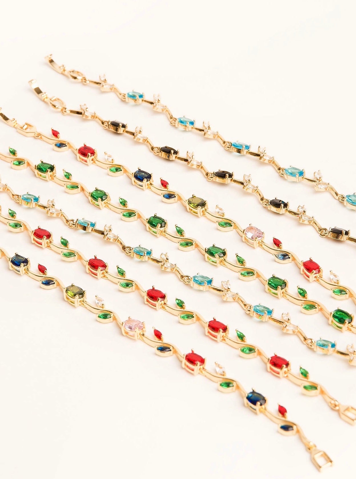 Pulseras tulipanes colores chapa de oro 18k