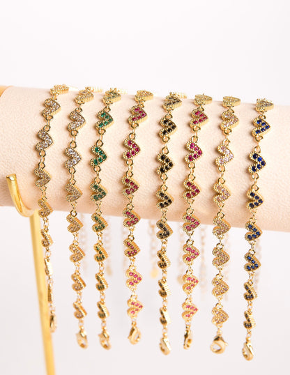 Pulseras Corazones Chapa de Oro