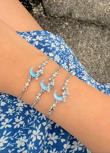 Pulsera luna azul chapa de oro
