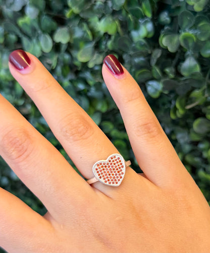 Anillo Plata Corazón Con Cristales