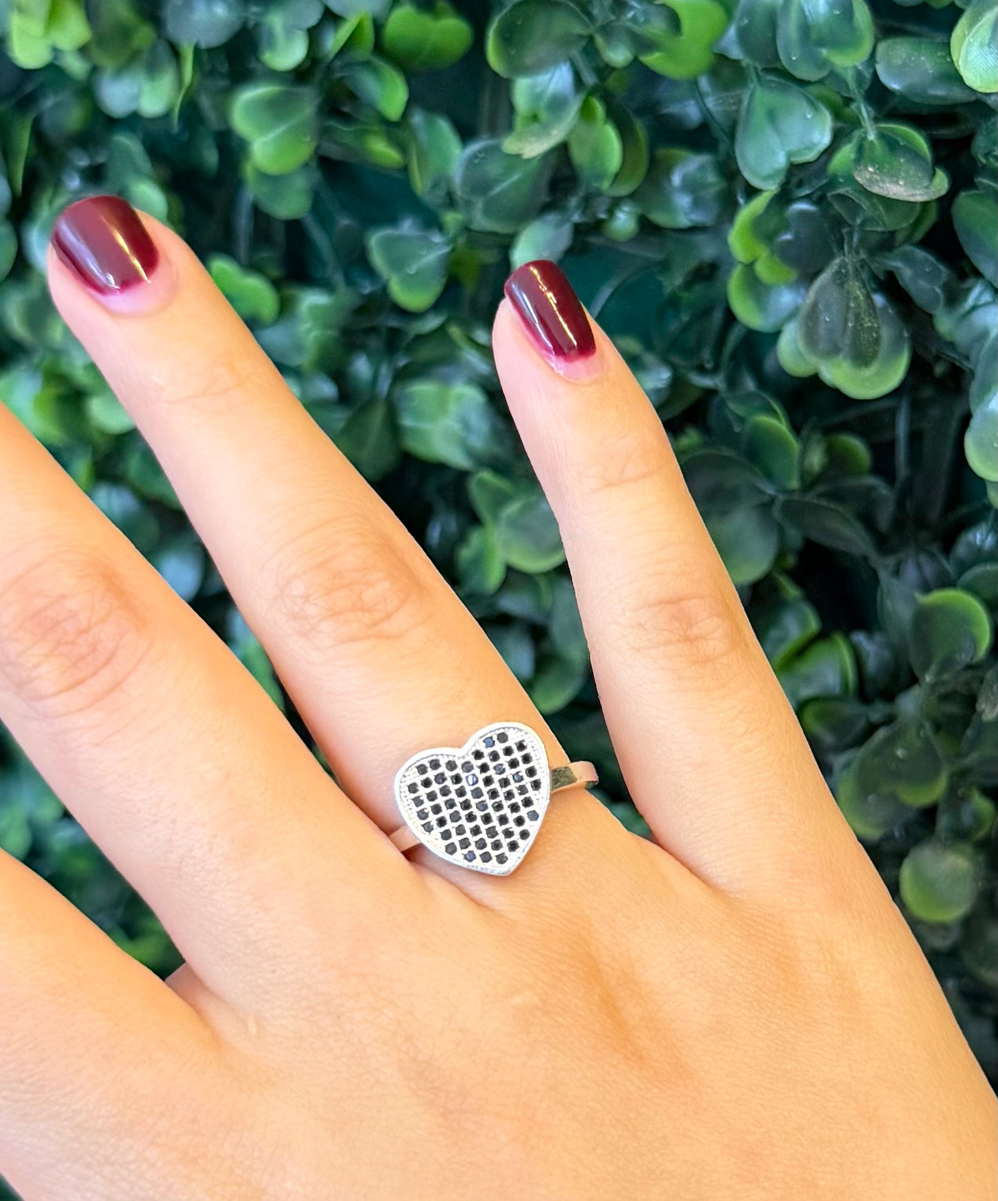Anillo Plata Corazón Con Cristales