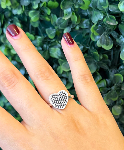 Anillo Plata Corazón Con Cristales