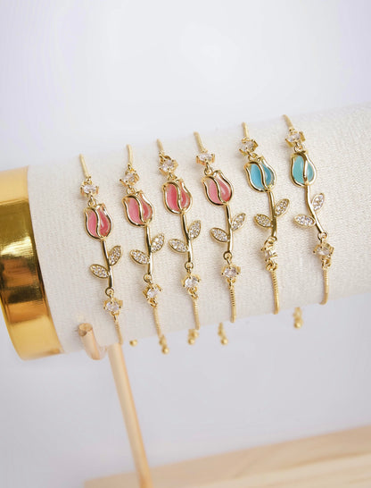 Pulsera Tulipan Chapa de Oro